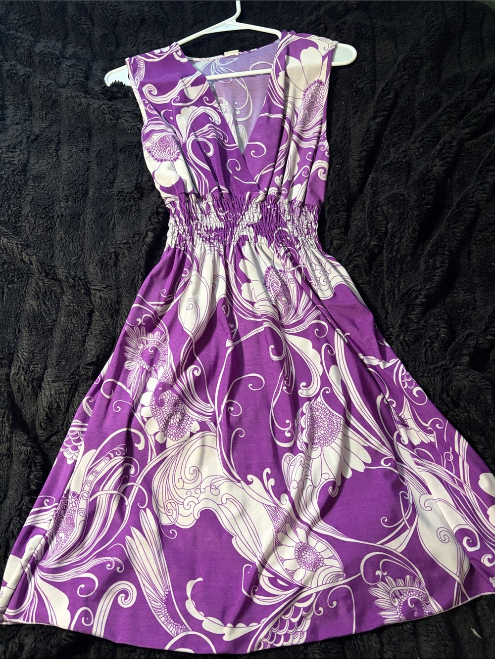 Shully's Purple and White Floral Midi Dress